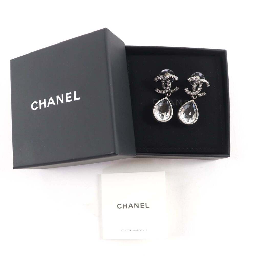 CHANEL Authentic Silver Logo Earrings - Picture 2 of 7